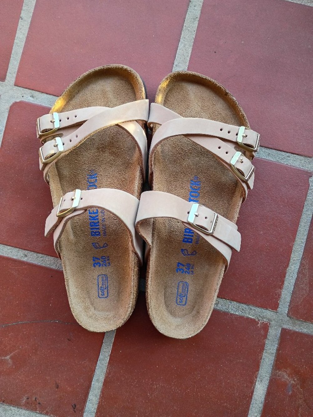 Tan Birkenstock sandals